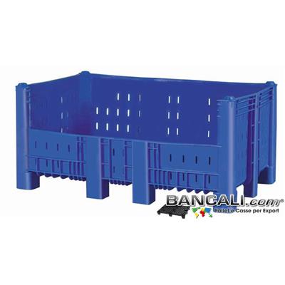 AB10x16h71DV2 - Agri Box Bins Lungo 1610 mm. Largo 1040 mm alto 720 mm in Plastica Vergine Finestrato 10 Piedi Igienico Forato Sovrapponibile Peso Tara 45 Kg.