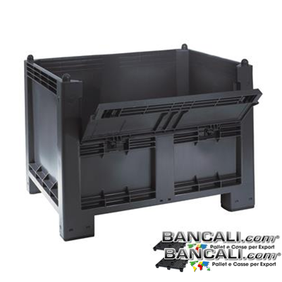 BOX700ATX-Port - Box in plastica 1000x1200 h.830 mm. Atossico per alimenti,  Dotato di Sportello Lato Lungo. Sovrapponibile e Accatastabile  Peso Tara Kg. 33