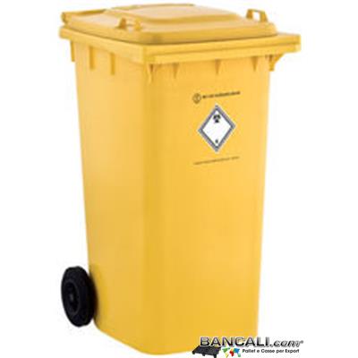 Bin240LRuoteJ - Cassonetto per Rifiuti 240 Litri in plastica di vari colori per la Raccolta Differenziata Altezza 1050 mm Larghezza 705 mm Lunghezza 580 mm con 2 Ruote in gomma piena Peso Tara 11 Kg