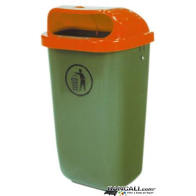 Bidone per rifiuti 50 Litri  in plastica per uso urbano o Aziendale, disponibile in vari colori   Altezza 250 mm  Larghezza 440 mm Lunghezza 263 mm   Peso Tara 3 Kg.