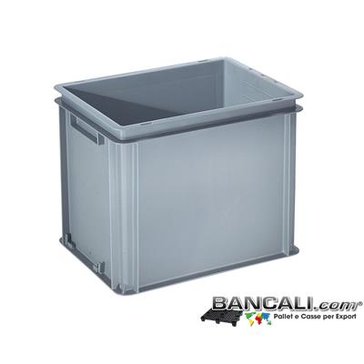 Box40x30h32DM - Contenitore Robusto 400x300xh.320 mm. in Plastica Atossica capacit&agrave; Litri 32. La cassa &egrave; sovrapponibile Dotata di 2 Maniglie NON Passanti. Peso Tara Kg. 1,370