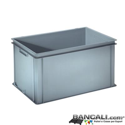 Box40x60h32DM - Contenitore Robusto 400x600xh.320 mm. in Plastica Atossica capacit&agrave; Litri 60. La cassa &egrave; sovrapponibile Dotata di 2 Maniglie NON Passanti. Peso Tara Kg. 2,740