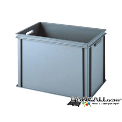 Contenitore Robusto 400x600 h.400 mm.  in Plastica Atossica Capacità Litri 70. La cassa è sovrapponibile Dotata di 2 Maniglie Passanti. Peso Tara : Kg. 3,400