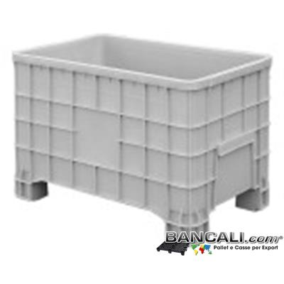 EuroBOX 80x120 h.80 cm. ECONOMICO Contenitore Box in plastica Universale di  colore Grigio; Materiale Vergine di prima Fusione, con 4 Piedi.