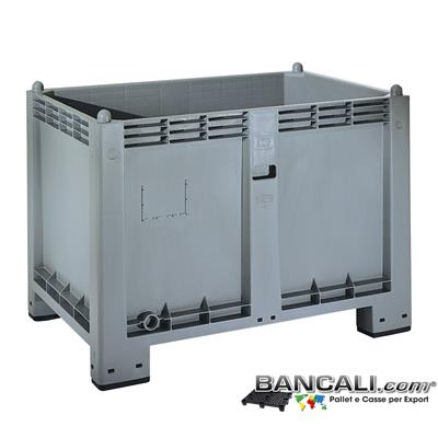 Cargo Pallet BOX 80x120 h85cm Materiale Plastica Industriale Pareti Chiuse  4 piedi. Peso Tara 25 Kg.