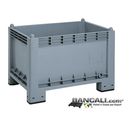Cargo300ATX - Box Cassa in Plastica 700x1000 h.650 mm 4 Piedi igienico Atossico Uso Alimentare Grigio Pareti Chiuse Pittogramma HACCP e Standard BRC. Peso Tara 17 Kg.