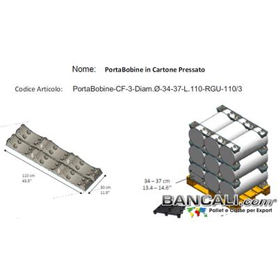 D23P1L30RG11E5 - PortaBobine Diametro Max Ø 230 mm Base Singola Parallela ad 1na Posizione in Fibra di Carta a strappo se ne ricavano 2, Imballo in Polpa di Cartone per Rotolo singolo Lunghezza 300 mm. RG 110/5 EU Peso Tara 200 gr.