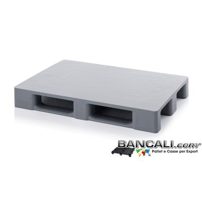 EPV80x120CDAP - EuroPallet 800x1200 h.150 mm in Plastica  Atossica per Alimenti a piano Liscio e Chiuso di media robustezza con 3 slitte, Colore Grigio Chiaro.  Peso Tara Kg. 15 