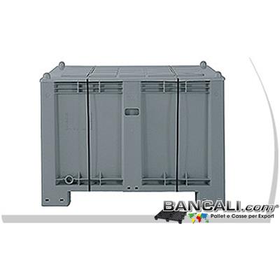 BOX in PLASTICA x EXPORT 550L. cm. 80x120 h.85 + COPERCHIO Pareti chiuse 4  Piedi;  ExportBox®  Kg. 33