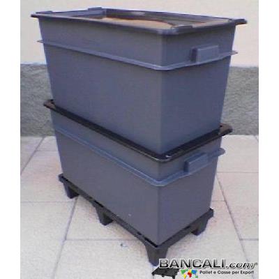 ExportBox70L - BOX CASSA per l'Export  da 70 Litri  cm 40x80 h.41 con COPERCHIO.       Cassa di  Plastica con Maniglie