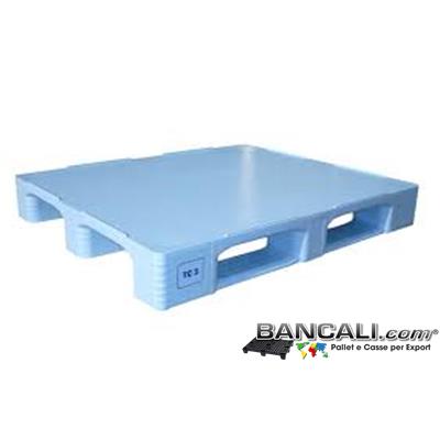 Haccp100x120TC3 - Pallet Igienico 1000x1200 a piano chiuso Realizzato con Plastiche Atossiche Vergini di prima Fusione inodori, con Standard Brc e Haccp, Peso Tara 22 Kg.