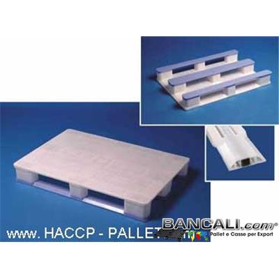 Haccp80S3Rack - EuroPALLET 800x1200 BIANCO molto Igienico; con 3 slitte BLU con all'interno  3 Barre di Metallo  come rinforzo che lo rendono: idoneo allo SCAFFALE 