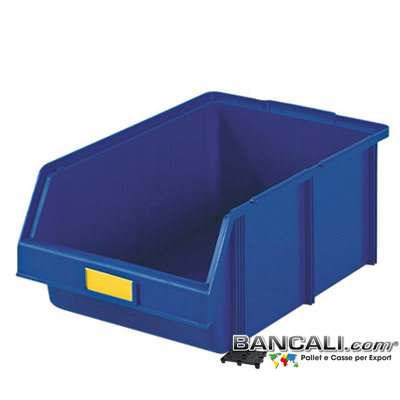 Lupo307x480xh185 - Contenitore in Plastica a bocca di lupo, 307 x 480 h 185  mm. per il prelievo manuale del contenuto nei magazzini e nelle catene di montaggio. Multicomponibili autoportanti, Colori: Verde, Gialla, Rossa, Blu, Grigio. Peso Tara 1,18 Kg.