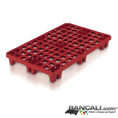 Multipede-80x120-Piedi-24-MD-SH-4W-AL - Pallet in plastica di Colore Rosso mattone, di MEDIA robustezza. Idoneo alla Movimentazione interna Riduce ingombri di Magazzino, 24 Piedi, Ha il bordino Perimetrale anti-sdrucciolo della merce. il pallet &egrave; Grigliato o Ventilato Peso Tara 6,1