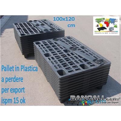 NP100x120SBSA - Pallet in plastica 1000x1200 mm leggero economico 9 piedi SENZA Bordi Peso Tara Kg. 7