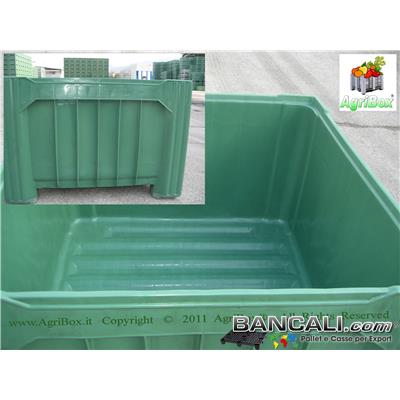 PalletBox112x112h77C - Continitore Cassone 1120x11200 h. 770 mm PalletBox di Plastica Vergine per uso Alimentare. Kg. 37 Colore Verde Scuro con Pareti chiuse e fondo chiuso, idoneo alla raccolta di Liquidi.