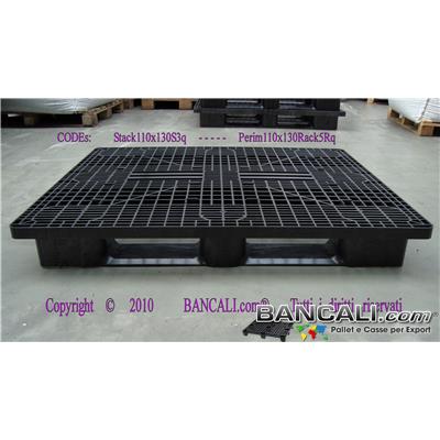 Rack-110x130-CP7-Perim-S5-Q - Bancale in Plastica Rettangolare 1100x1300  h.170 mm Sovrapponibile Perimetrale con 5 Slitte Piano Grigliato.  Kg. 24