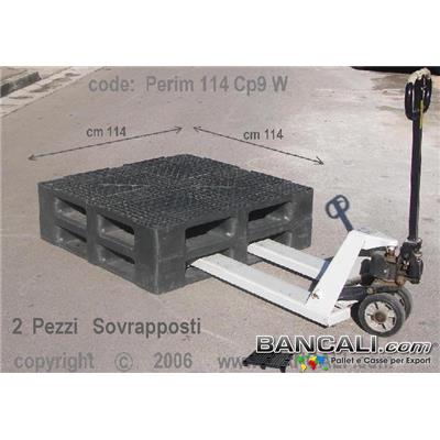 Rack-114x114-CP9-Perim-S6-W - PALLET Quadrato in Plastica  1140x1140  h. 170 mm Perimetrale per Grosse Portate su Scaffale Rack, CP9  Grigliato. Disponibile sia a 6 Slitte che a 3 Binari  Peso Tara 25 Kg