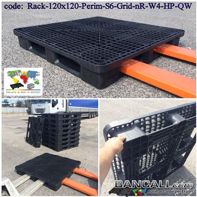 PALLET Quadrato in Plastica 1200x1200  h.170 mm Perimetrale per Grosse Portate su Scaffale Rack, Grigliato. Disponibile sia a 6 Slitte che a 3 Binari  Peso 28 Kg.