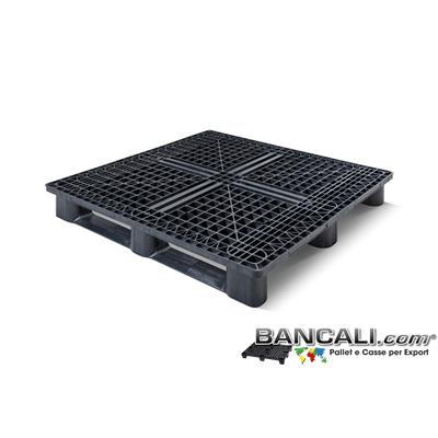 STK120x120S3Q  - Pallet Quadrato 1200x1200 h.156 mm in Plastica Robusto Sovrapponibile a 3 Traverse idoneo per la logistica e per Export, portata Medio Pesante Peso Tara Kg 16 