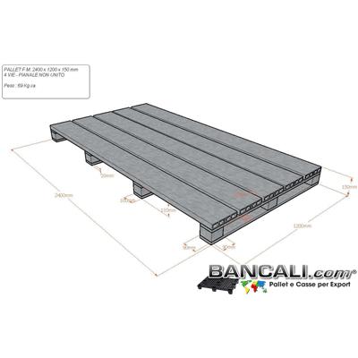 Sea120x240h15B4 - Bancale in Plastica Grande 1200x2400 mm h 150 mm con 4 Binari Trasversali inforcabile 4 Vie; suggerito per spedizioni Marittime. 