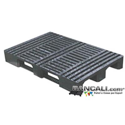 Sovrap80x120J - EuroPallet Universale 80x120 monoFusione con 3 SLITTE Kg 12 in Plastica colore Nero; idoneo a scaffale per 150 kg.