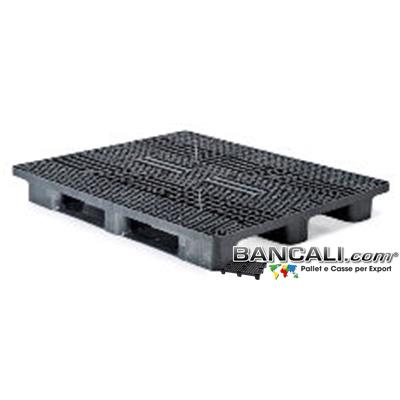 Stack-110x130-CP4-S3-QW - Bancale in Plastica Rettangolare 1100x1300 Sovrapponibile con 3 Slitte Piano Grigliato (Stile EuroPallet)  Kg. 22  per Portata Pesante