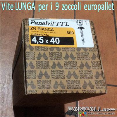 Vite-LUNGA-per-Legno-40xd.4,5-mm-x-Sella - Vite per Legno LUNGA da 40 mm. con Testa FLANGIATA con Diametro Filettatura 4,5 mm. SELEZIONATA per l'avvitatura della Sella-Culla in Plastica ai 9 ZOCCOLI del Europallet EPAL in Legno, in quanto PIANA SOTTO TESTA. Venduta per confezione di 500 pezzi.